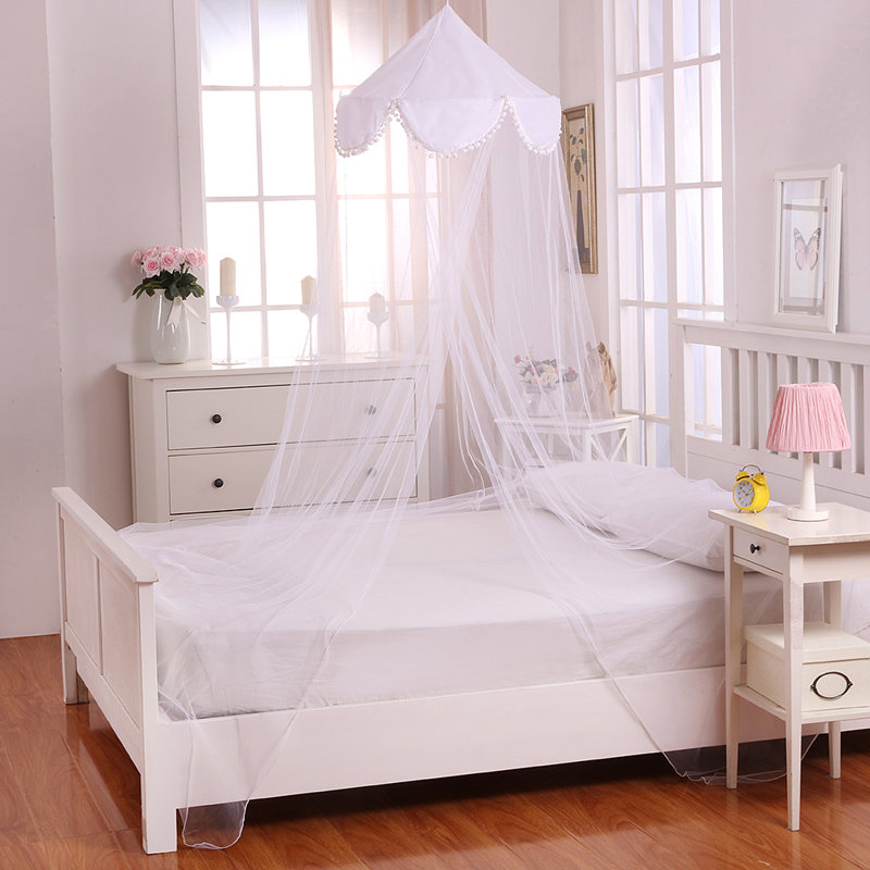 Casablanca Kids Pom Pom Kids Collapsible Hoop Sheer Bed Canopy ...